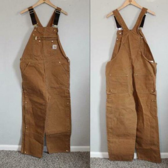 Carhartt Duck Zip to Thigh Bib Overall Unlined R37 Brown Chap 36 X 30 H12051 - Picture 9 of 12